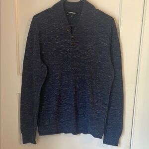 Express Men's Dark Blue V-Neck Sweater